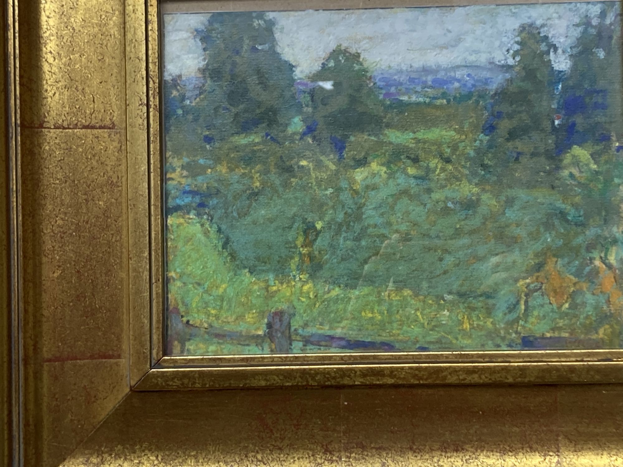 A set of three modern oil on board landscape studies, 19 x 24cm and another similar work